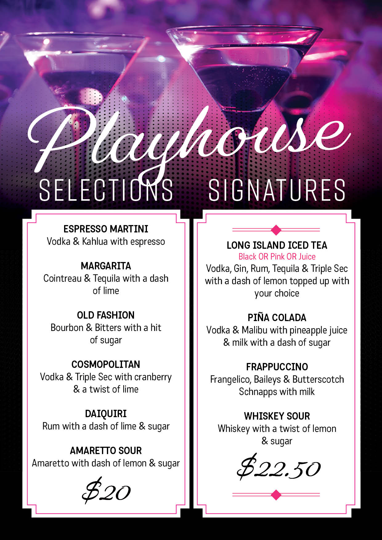 Menus Sefton Playhouse