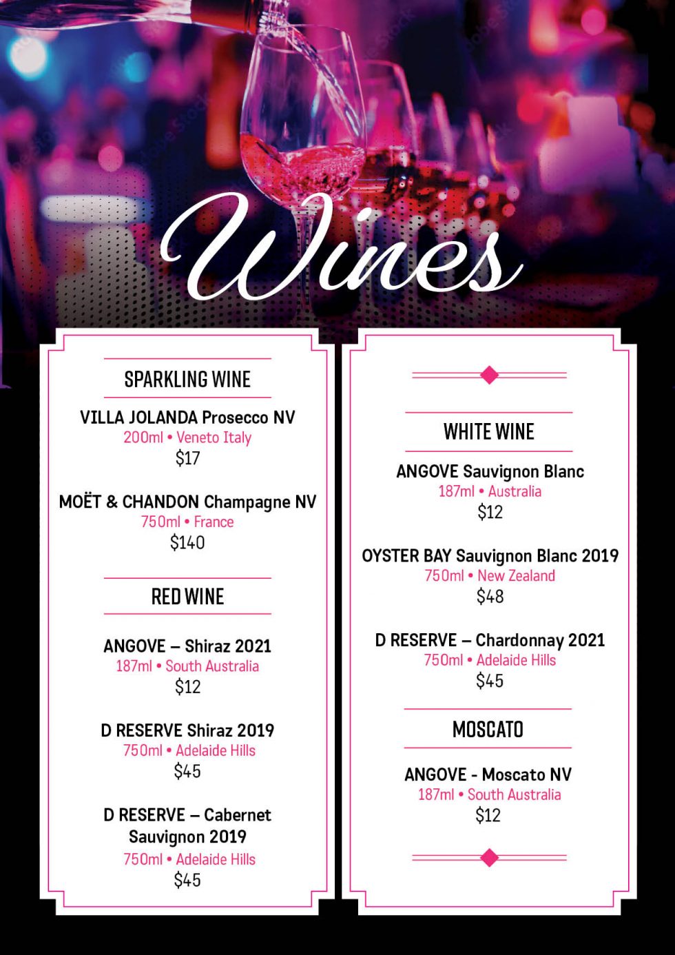 Menus Sefton Playhouse